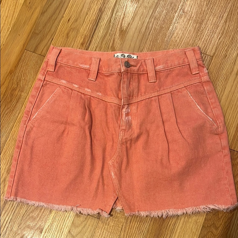We The Free Orange Mini Skirt Distressed Casual Style